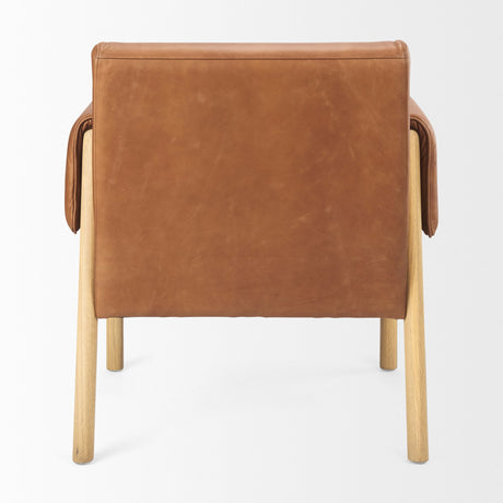 Ashton Brown Leather w/ Light Wood Accent Chair by Mercana at Eve Furniture