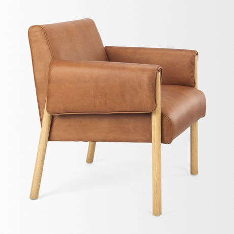 Ashton Brown Leather w/ Light Wood Accent Chair by Mercana at Eve Furniture