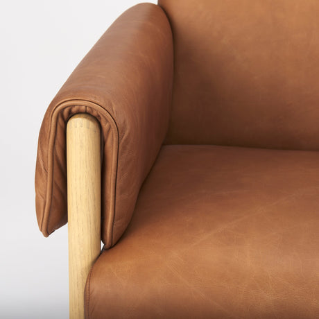 Ashton Brown Leather w/ Light Wood Accent Chair by Mercana at Eve Furniture