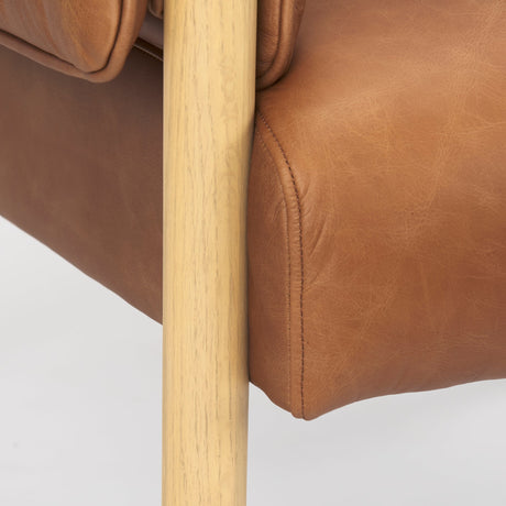 Ashton Brown Leather w/ Light Wood Accent Chair by Mercana at Eve Furniture