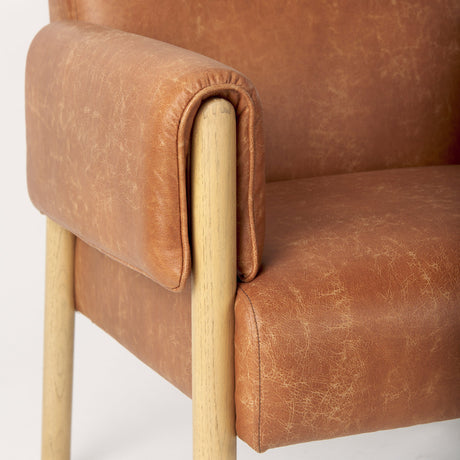Ashton Brown Vegan Leather w/ Light Wood Accent Chair by Mercana at Eve Furniture