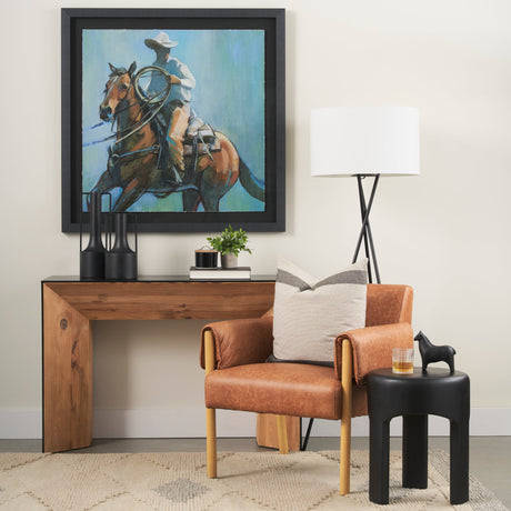 Ashton Brown Vegan Leather w/ Light Wood Accent Chair by Mercana at Eve Furniture