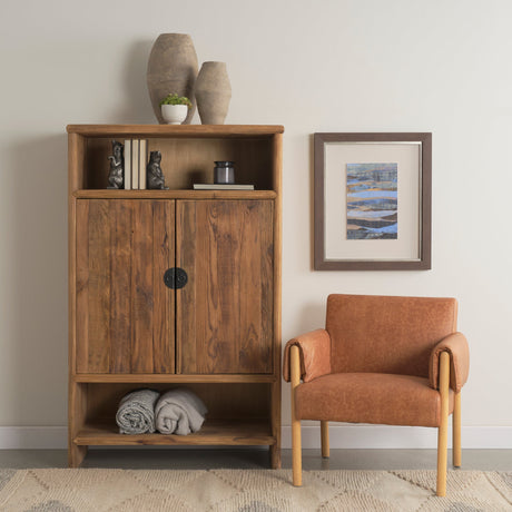 Ashton Brown Vegan Leather w/ Light Wood Accent Chair by Mercana at Eve Furniture