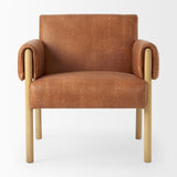 Ashton Brown Vegan Leather w/ Light Wood Accent Chair by Mercana at Eve Furniture