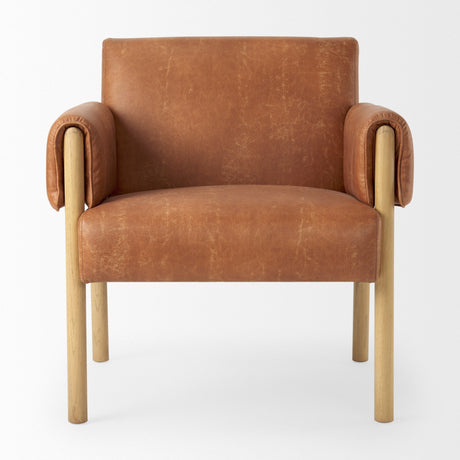 Ashton Brown Vegan Leather w/ Light Wood Accent Chair by Mercana at Eve Furniture