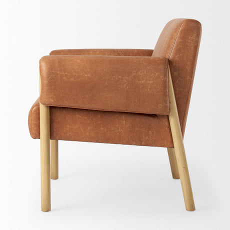 Ashton Brown Vegan Leather w/ Light Wood Accent Chair by Mercana at Eve Furniture