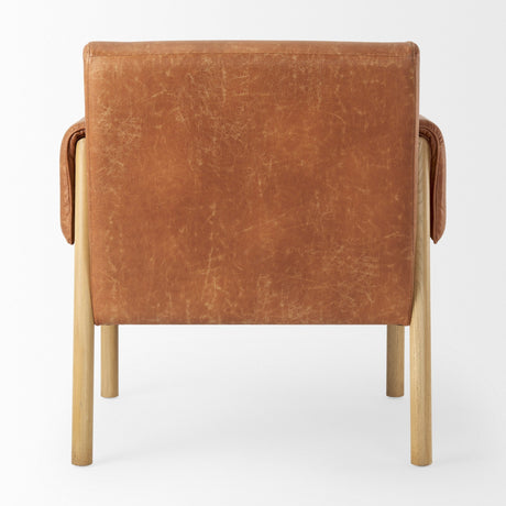 Ashton Brown Vegan Leather w/ Light Wood Accent Chair by Mercana at Eve Furniture