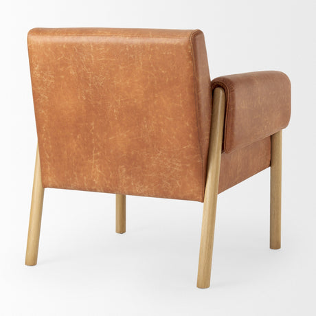 Ashton Brown Vegan Leather w/ Light Wood Accent Chair by Mercana at Eve Furniture