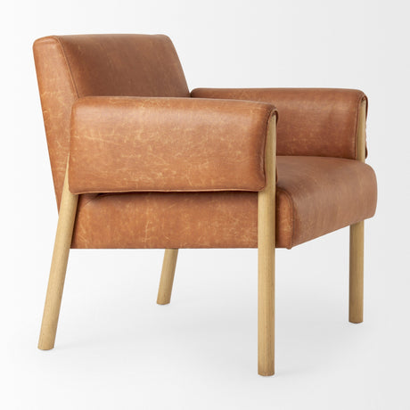 Ashton Brown Vegan Leather w/ Light Wood Accent Chair by Mercana at Eve Furniture