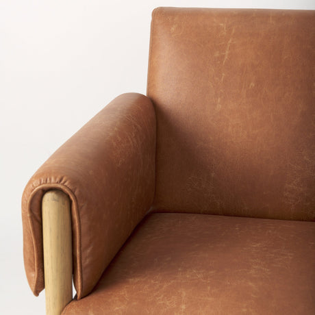 Ashton Brown Vegan Leather w/ Light Wood Accent Chair by Mercana at Eve Furniture