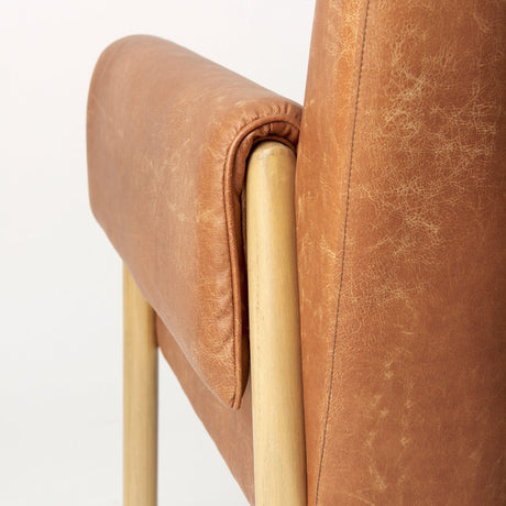 Ashton Brown Vegan Leather w/ Light Wood Accent Chair by Mercana at Eve Furniture