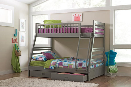 Ashton Gray Twin over Full 2-Drawer Bunk Bed by Coaster at Eve Furniture