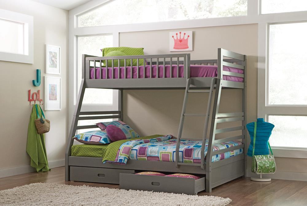 Ashton Gray Twin over Full 2-Drawer Bunk Bed by Coaster at Eve Furniture