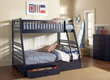 Ashton Navy Blue Twin over Full 2-Drawer Bunk Bed