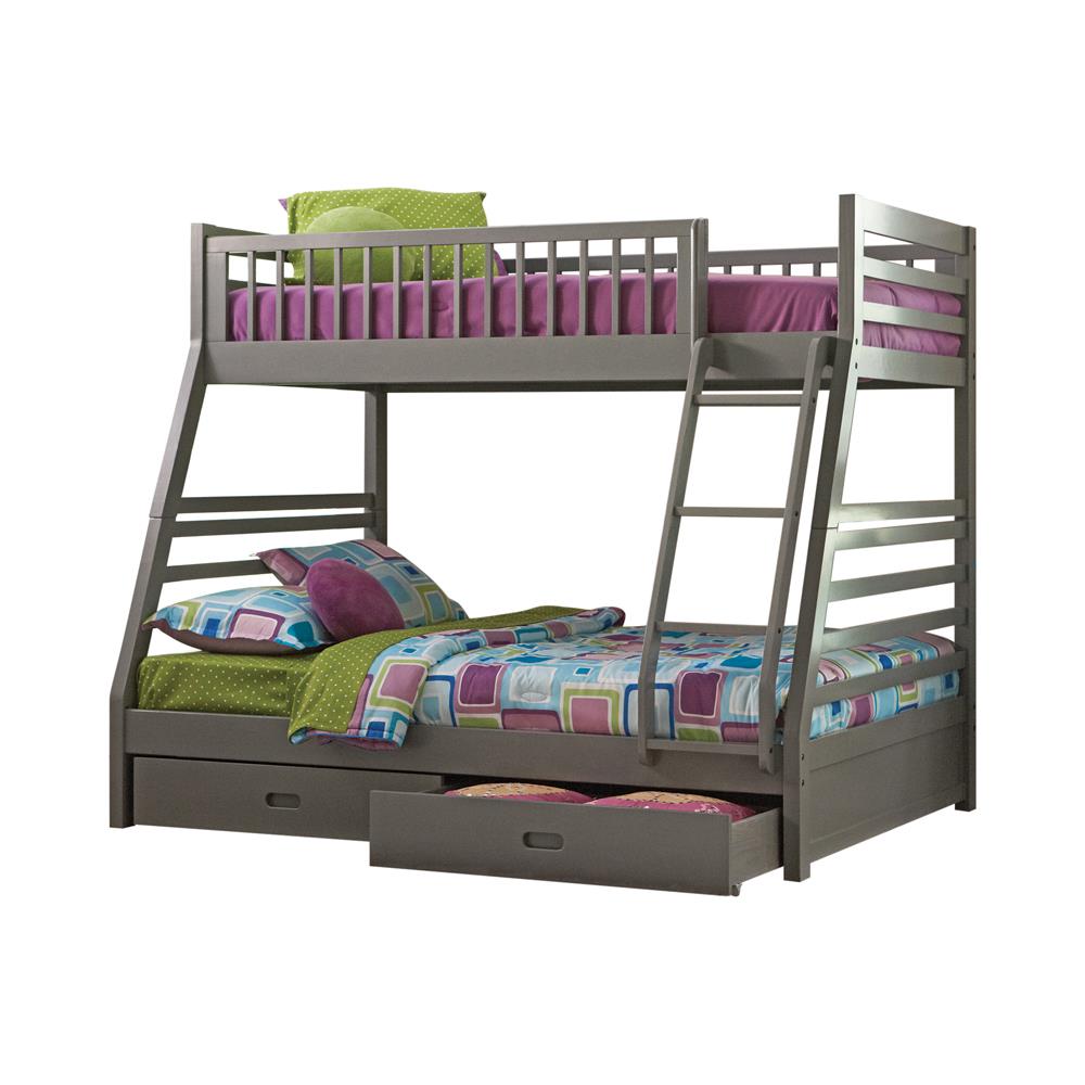 Ashton Gray Twin over Full 2-Drawer Bunk Bed