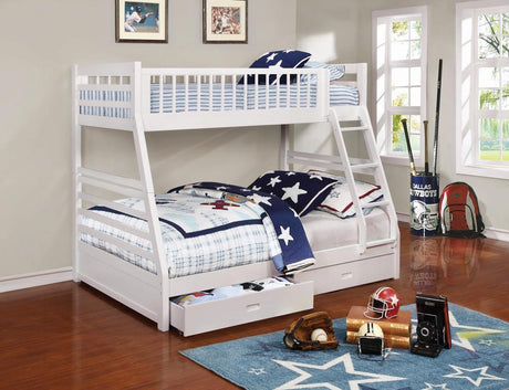 Ashton White Twin over Full 2-Drawer Bunk Bed by Coaster at Eve Furniture