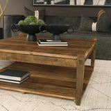 Ashwick Dark Brown Reclaimed Wood Square Coffee Table by Mercana at Eve Furniture