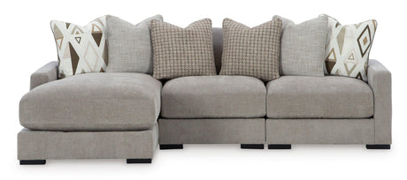 Aslan Court Pebble 3-Piece Left Arm Facing (LAF) Chaise Sectional by Ashley at Eve Furniture