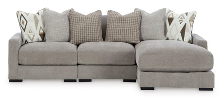 Aslan Court Pebble 3-Piece Right Arm Facing (RAF) Chaise Sectional by Ashley at Eve Furniture
