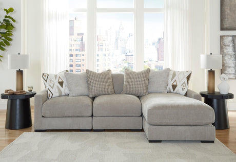 Aslan Court Pebble 3-Piece Right Arm Facing (RAF) Chaise Sectional by Ashley at Eve Furniture