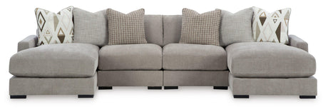 Aslan Court Pebble 4-Piece Double Chaise Sectional by Ashley at Eve Furniture