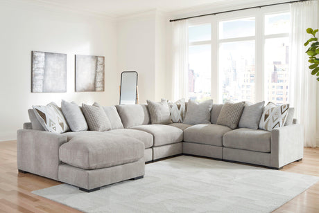 Aslan Court Pebble 6-Piece Left Arm Facing (LAF) Chaise Sectional by Ashley at Eve Furniture