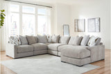 Aslan Court Pebble 6-Piece Right Arm Facing (RAF) Chaise Sectional by Ashley at Eve Furniture