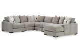 Aslan Court Pebble 6-Piece Right Arm Facing (RAF) Chaise Sectional by Ashley at Eve Furniture