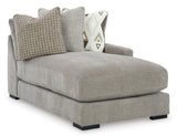 Aslan Court Pebble 6-Piece Right Arm Facing (RAF) Chaise Sectional by Ashley at Eve Furniture
