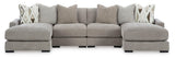 Aslan Court Pebble 4-Piece Double Chaise Sectional by Ashley at Eve Furniture