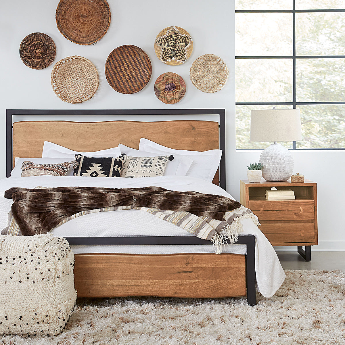 Aspen 24" Two Drawer Nightstand in Smoked Acacia by Home Trends & Design at Eve Furniture