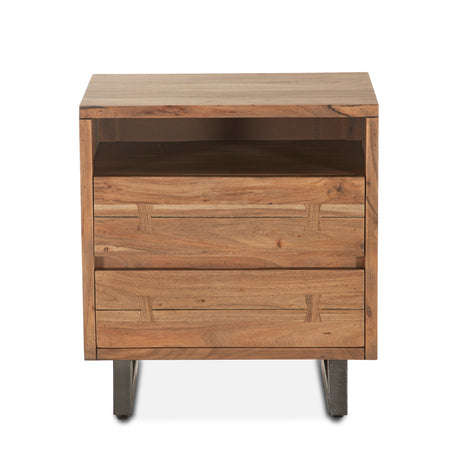 Aspen 24" Two Drawer Nightstand in Smoked Acacia by Home Trends & Design at Eve Furniture