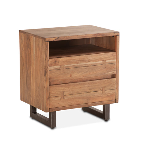 Aspen 24" Two Drawer Nightstand in Smoked Acacia by Home Trends & Design at Eve Furniture