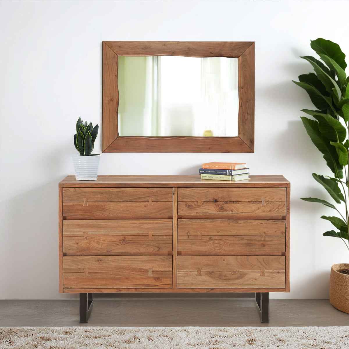 Aspen 58" Six Drawer Dresser in Smoked Acacia by Home Trends & Design at Eve Furniture