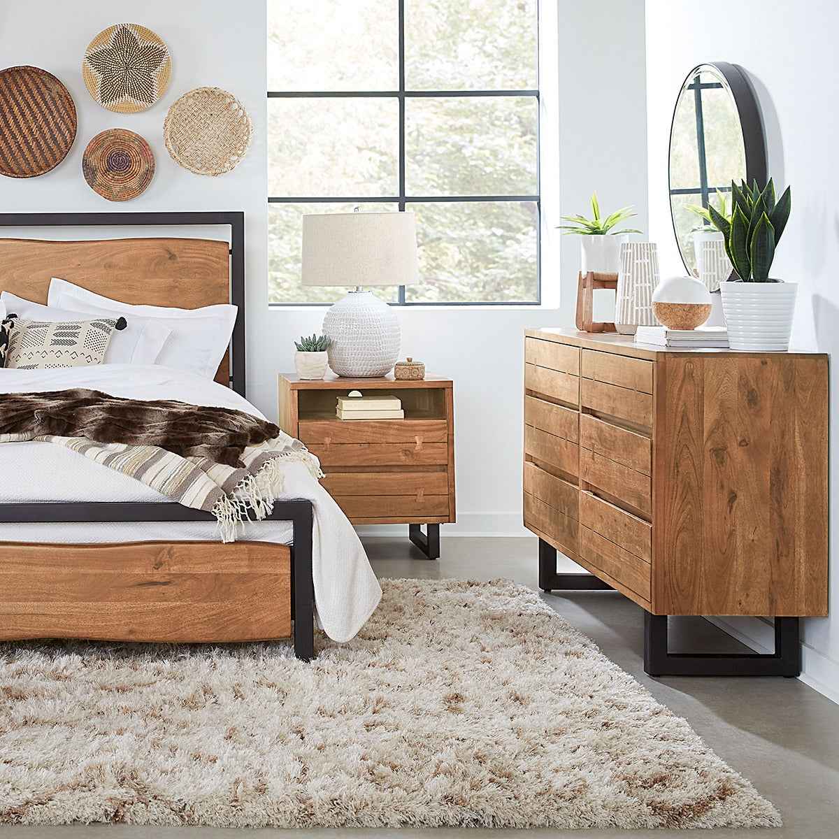 Aspen 58" Six Drawer Dresser in Smoked Acacia by Home Trends & Design at Eve Furniture