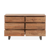 Aspen 58" Six Drawer Dresser in Smoked Acacia by Home Trends & Design at Eve Furniture