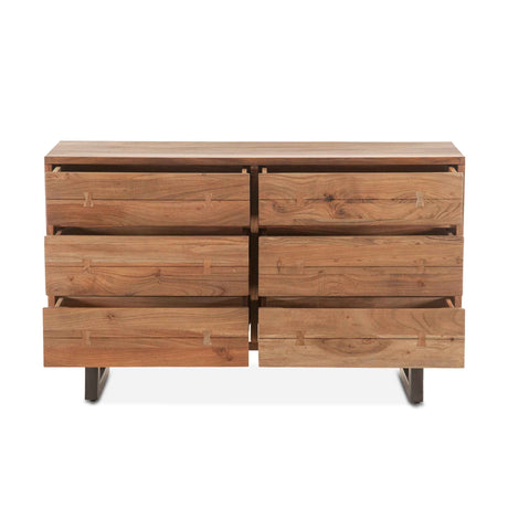 Aspen 58" Six Drawer Dresser in Smoked Acacia by Home Trends & Design at Eve Furniture