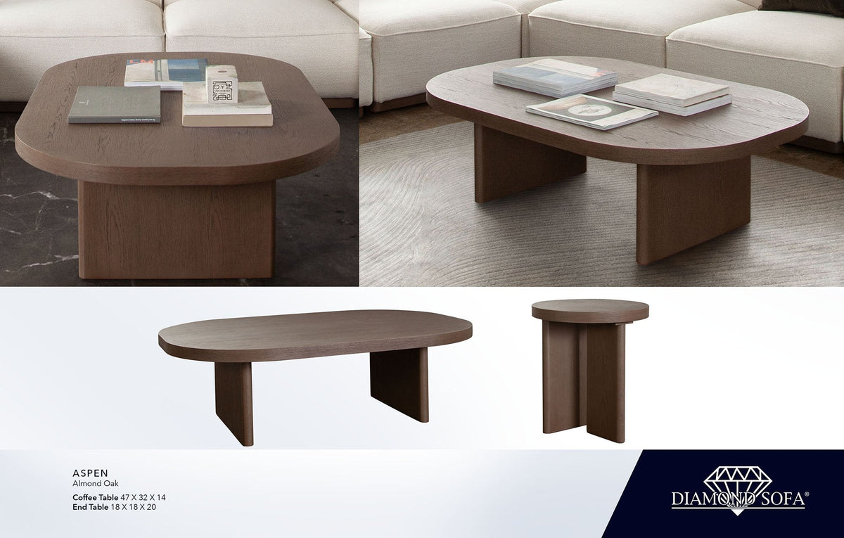 Aspen Almond Oak Coffee Table by Diamond Sofa at Eve Furniture