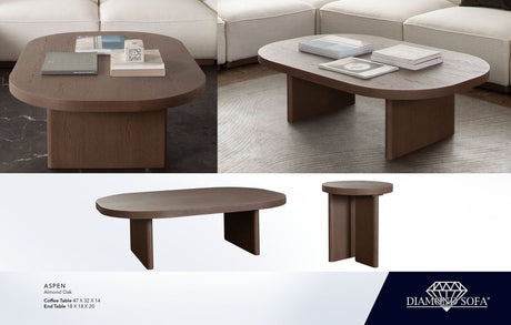 Aspen Almond Oak Coffee Table by Diamond Sofa at Eve Furniture