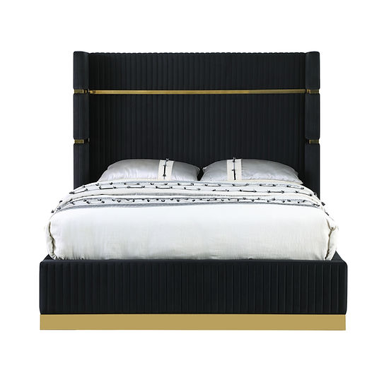 Aspen Black Velvet King Platform Bed by New Era Innovations at Eve Furniture