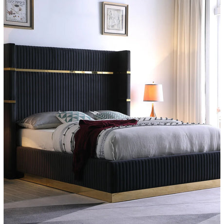 Aspen Black Velvet King Platform Bed by New Era Innovations at Eve Furniture