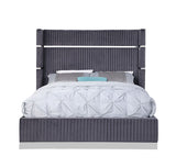 Aspen Grey Velvet King Platform Bed by New Era Innovations at Eve Furniture