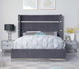 Aspen Grey Velvet King Platform Bed by New Era Innovations at Eve Furniture