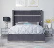 Aspen Grey Velvet King Platform Bed by New Era Innovations at Eve Furniture
