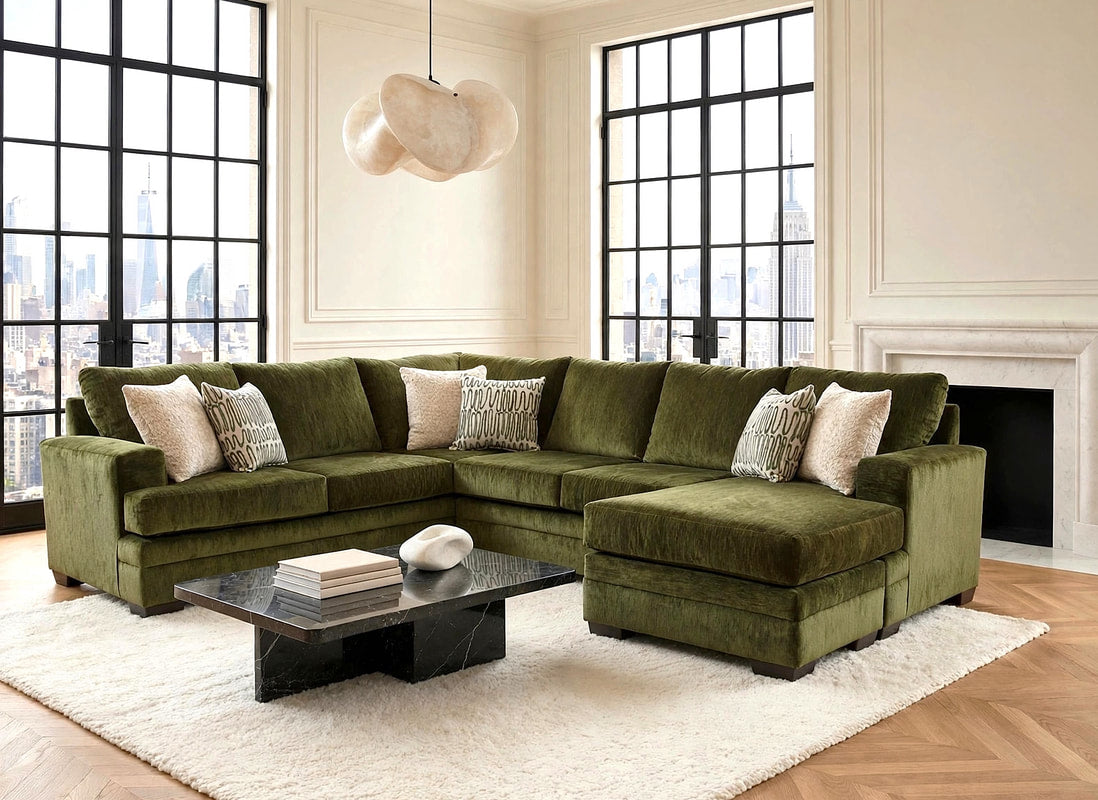 Aspen Pine Olive Reversible Chaise Sectional by Happy Homes at Eve Furniture