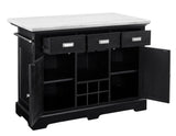 Aspen Ebony/White Marble Top Kitchen Island Set by Steve Silver at Eve Furniture