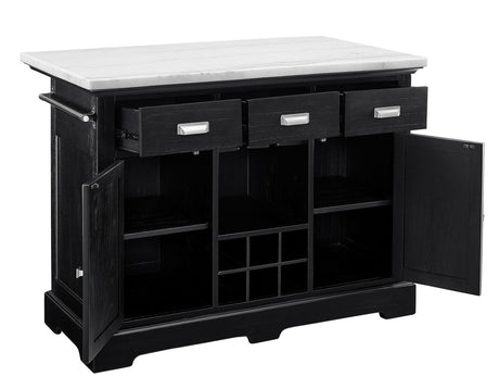 Aspen Ebony/White Marble Top Kitchen Island Set by Steve Silver at Eve Furniture