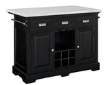 Aspen Ebony/White Marble Top Kitchen Island Set by Steve Silver at Eve Furniture