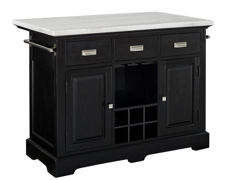 Aspen Ebony/White Marble Top Kitchen Island Set by Steve Silver at Eve Furniture