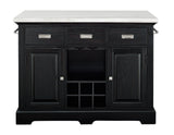 Aspen Ebony/White Marble Top Kitchen Island Set by Steve Silver at Eve Furniture